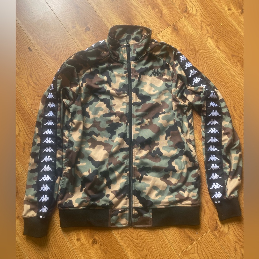 Kappa Men’s Camo Army Sports Zip Pullover Shell Jacket Mens medium